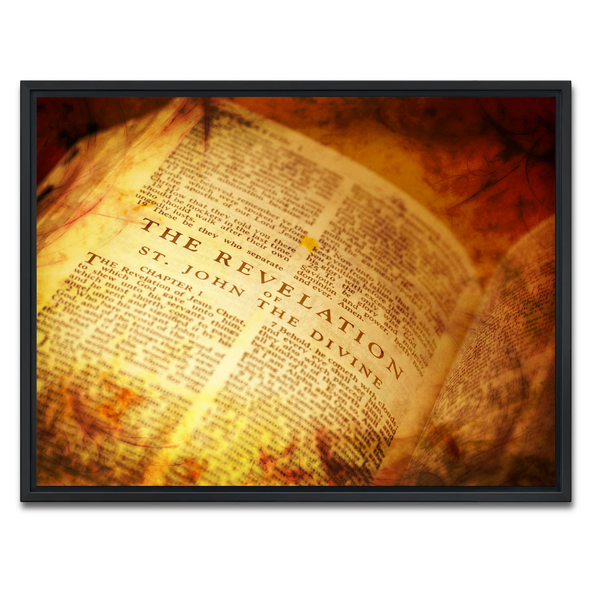 AUTO-MOCKUP WHITE | Bible showing The Revelation | 1 Piece | Black Framed Canvas | group=4x3