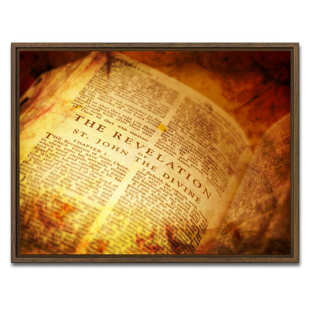 AUTO-MOCKUP WHITE | Bible showing The Revelation | 1 Piece | Walnut Framed Canvas | group=4x3