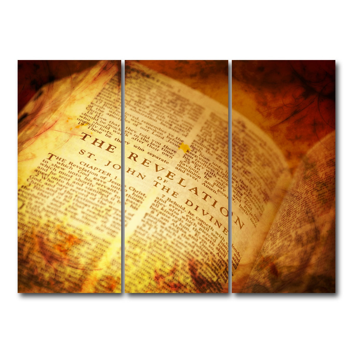 AUTO-MOCKUP WHITE | Bible showing The Revelation | 3 Piece | Gallery Wrap Canvas | group=8x18