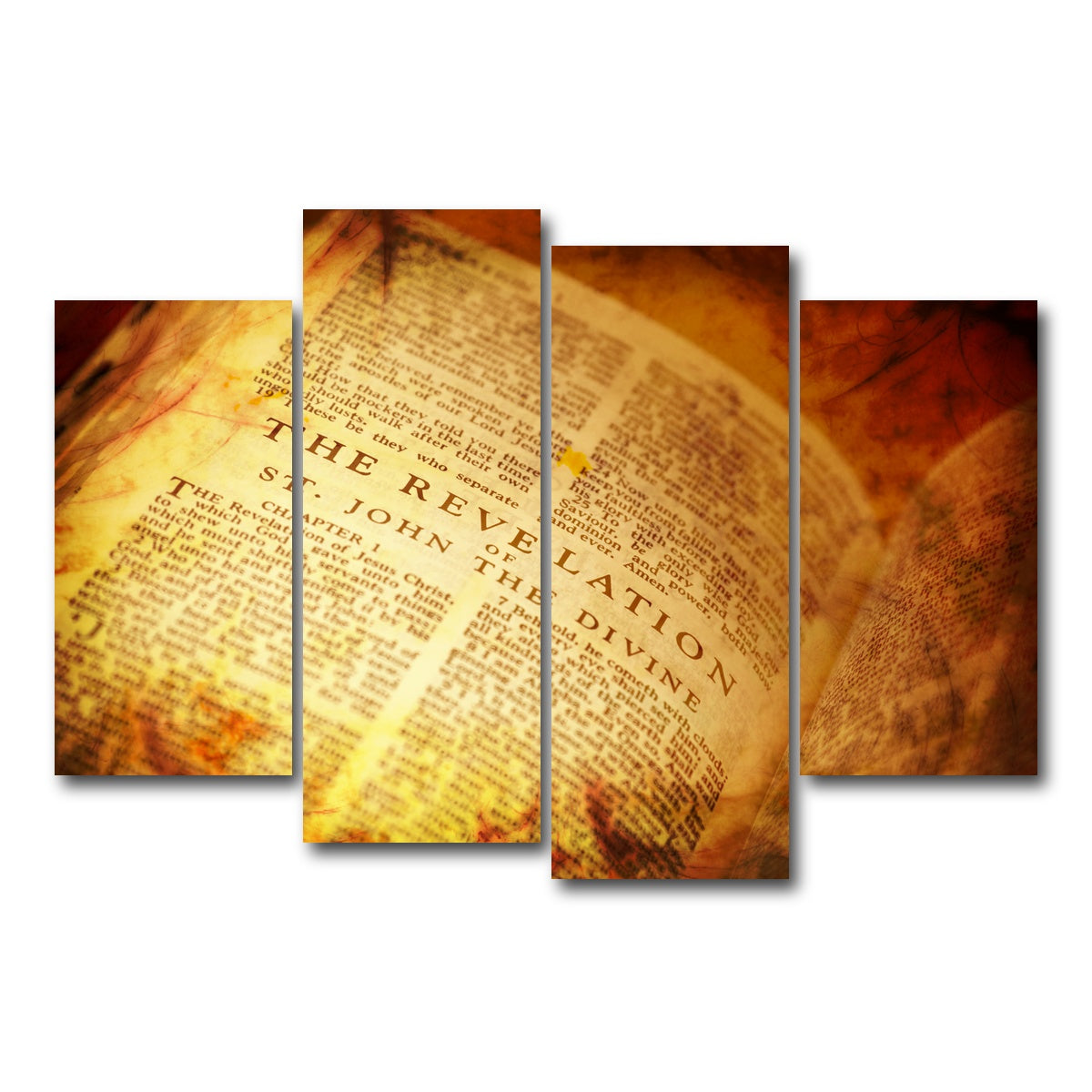 AUTO-MOCKUP WHITE | Bible showing The Revelation | 4 Piece | Gallery Wrap Canvas | group=4_short