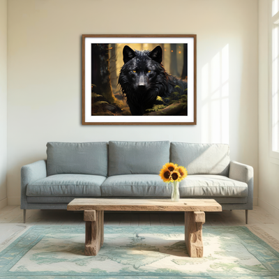 AUTO-MOCKUP ROOM | Big Black Wolf Wall Art