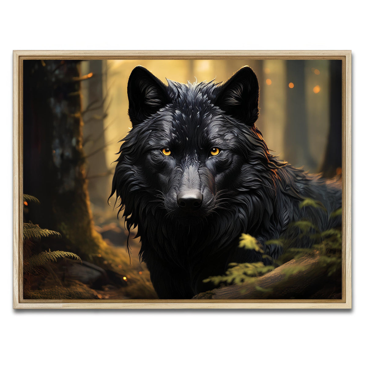 AUTO-MOCKUP WHITE | Big Black Wolf | 1 Piece | Natural Framed Canvas | group=4x3