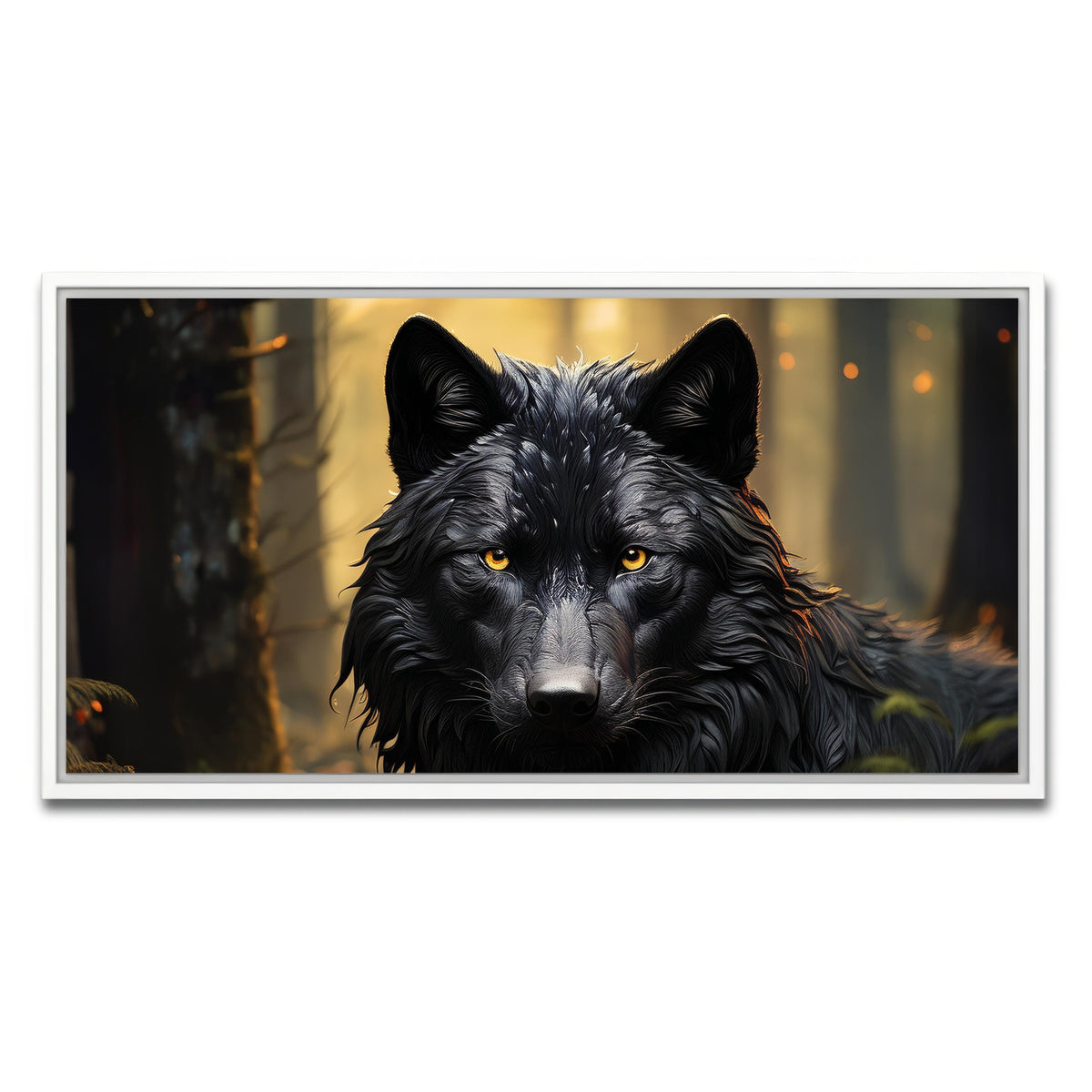 AUTO-MOCKUP WHITE | Big Black Wolf | 1 Piece | White Framed Canvas | group=2x1