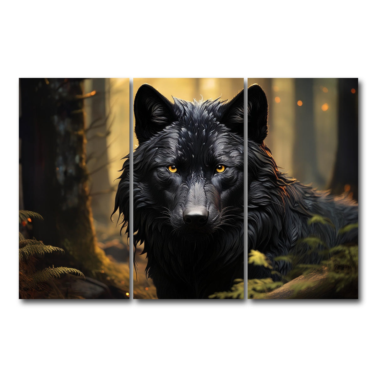 AUTO-MOCKUP WHITE | Big Black Wolf | 3 Piece | Gallery Wrap Canvas | group=12x24