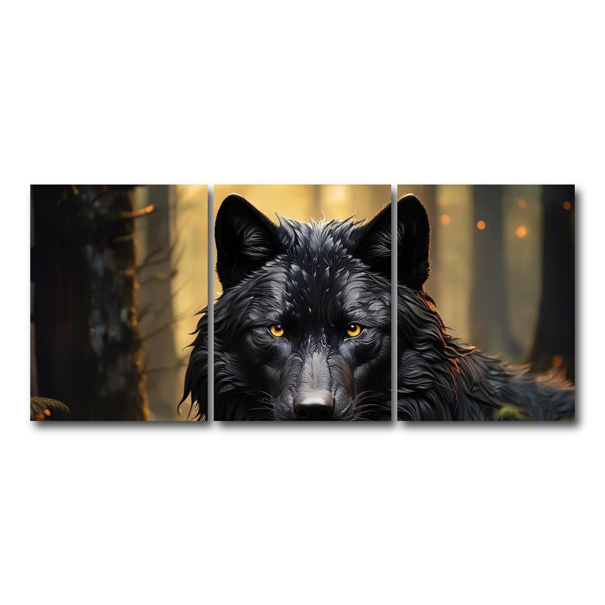 AUTO-MOCKUP WHITE | Big Black Wolf | 3 Piece | Gallery Wrap Canvas | group=18x24