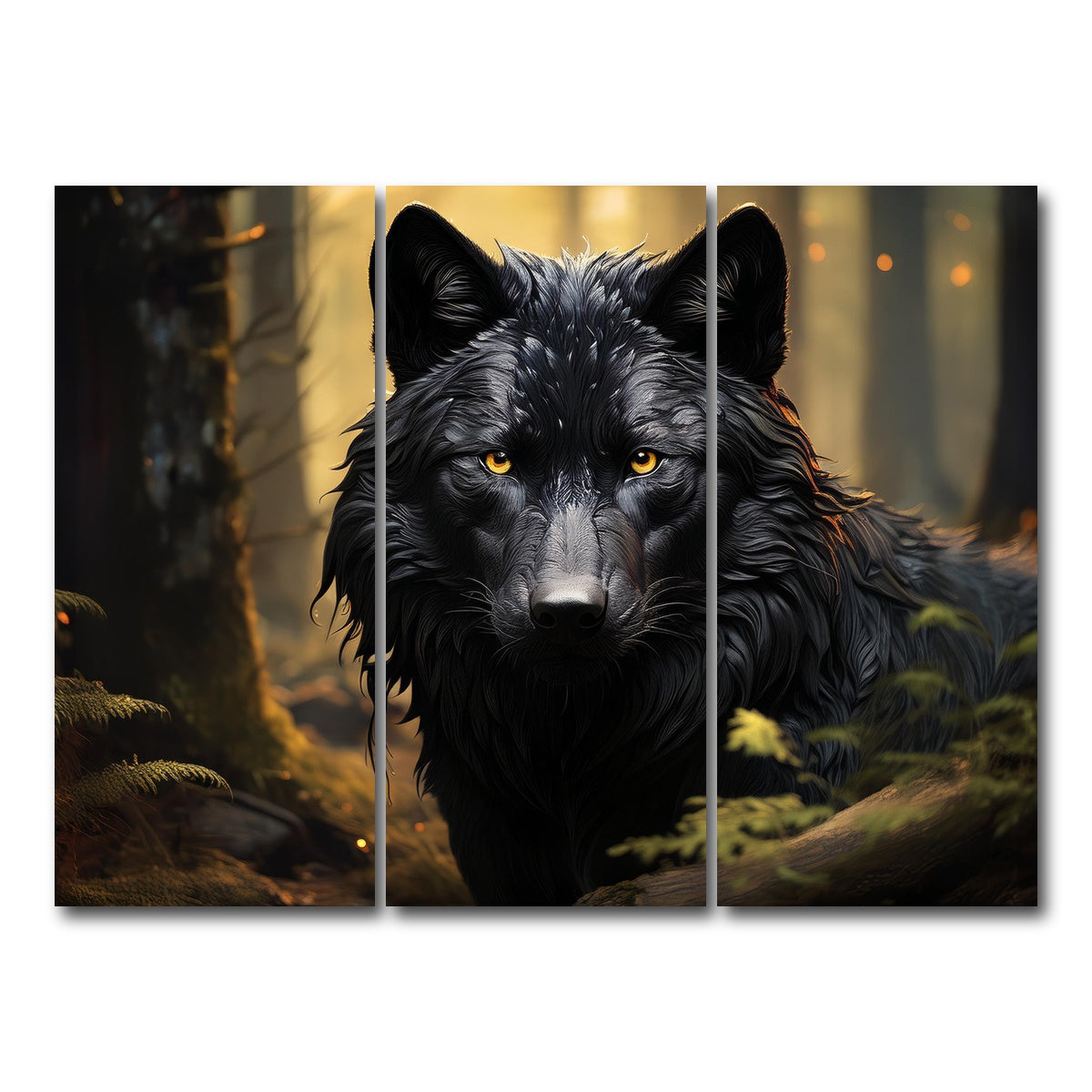 AUTO-MOCKUP WHITE | Big Black Wolf | 3 Piece | Gallery Wrap Canvas | group=8x18