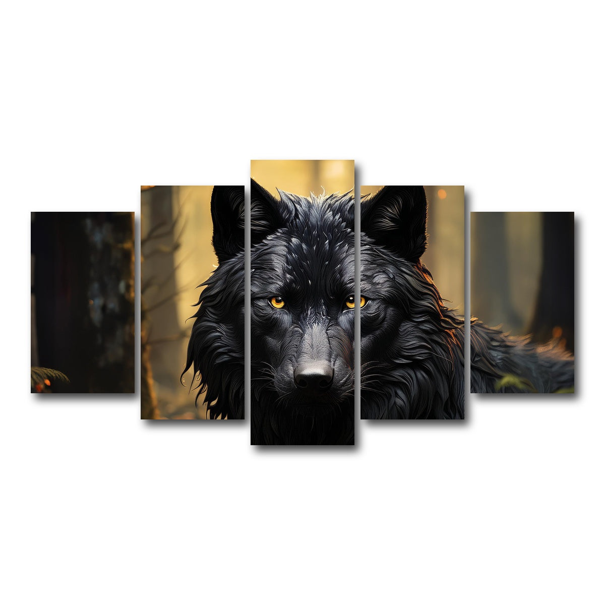 AUTO-MOCKUP WHITE | Big Black Wolf | 5 Piece | Gallery Wrap Canvas | group=5_normal