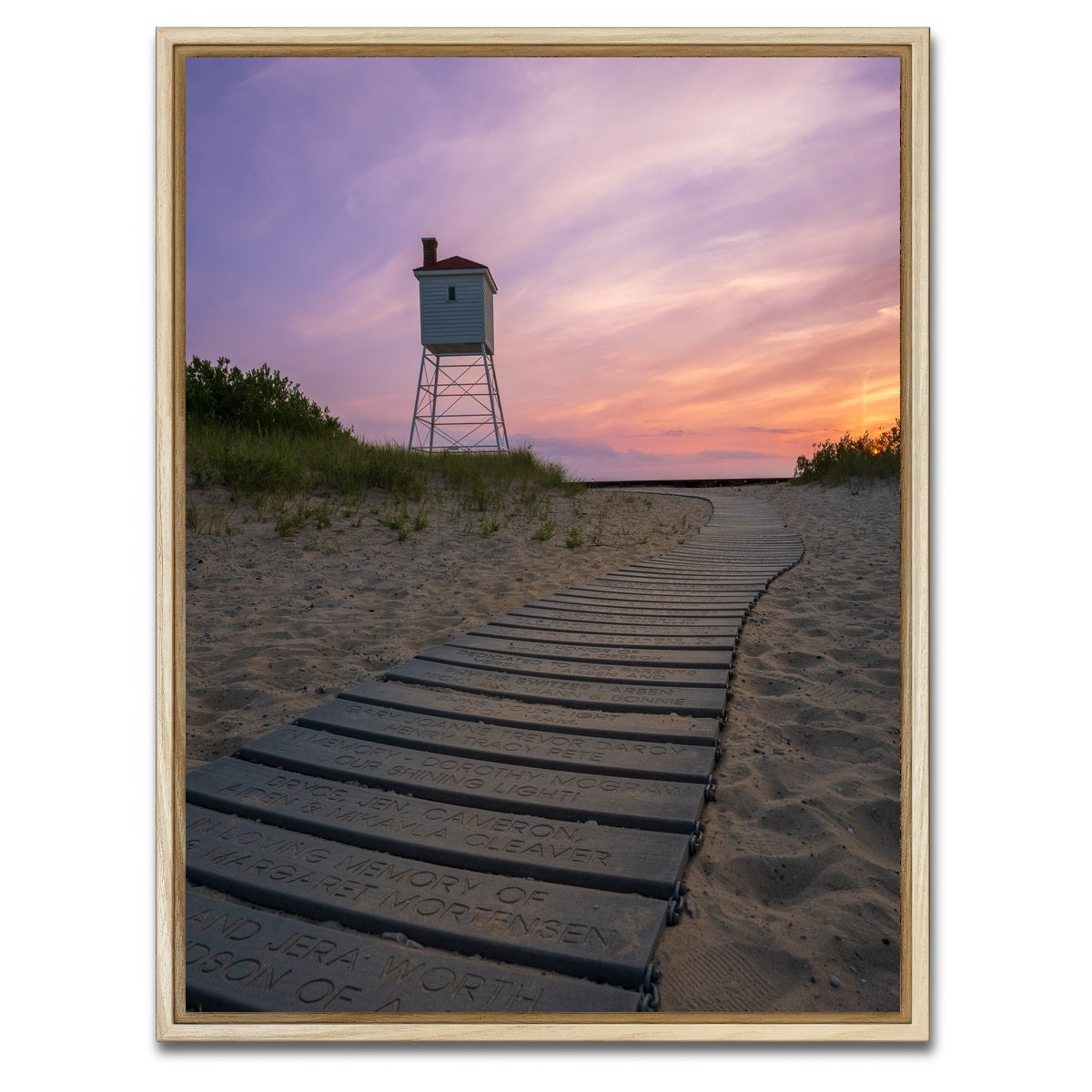 AUTO-MOCKUP WHITE | Big Sable Foghorn Walkway at Sunset | 1 Piece | Natural Framed Canvas | group=3x4