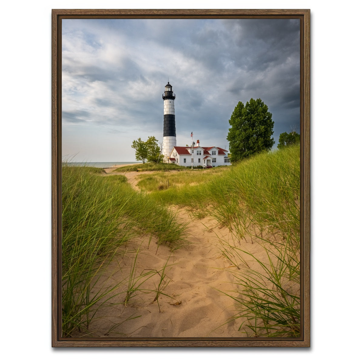 AUTO-MOCKUP WHITE | Big Sable Point Lighthouse Trail | 1 Piece | Walnut Framed Canvas | group=3x4