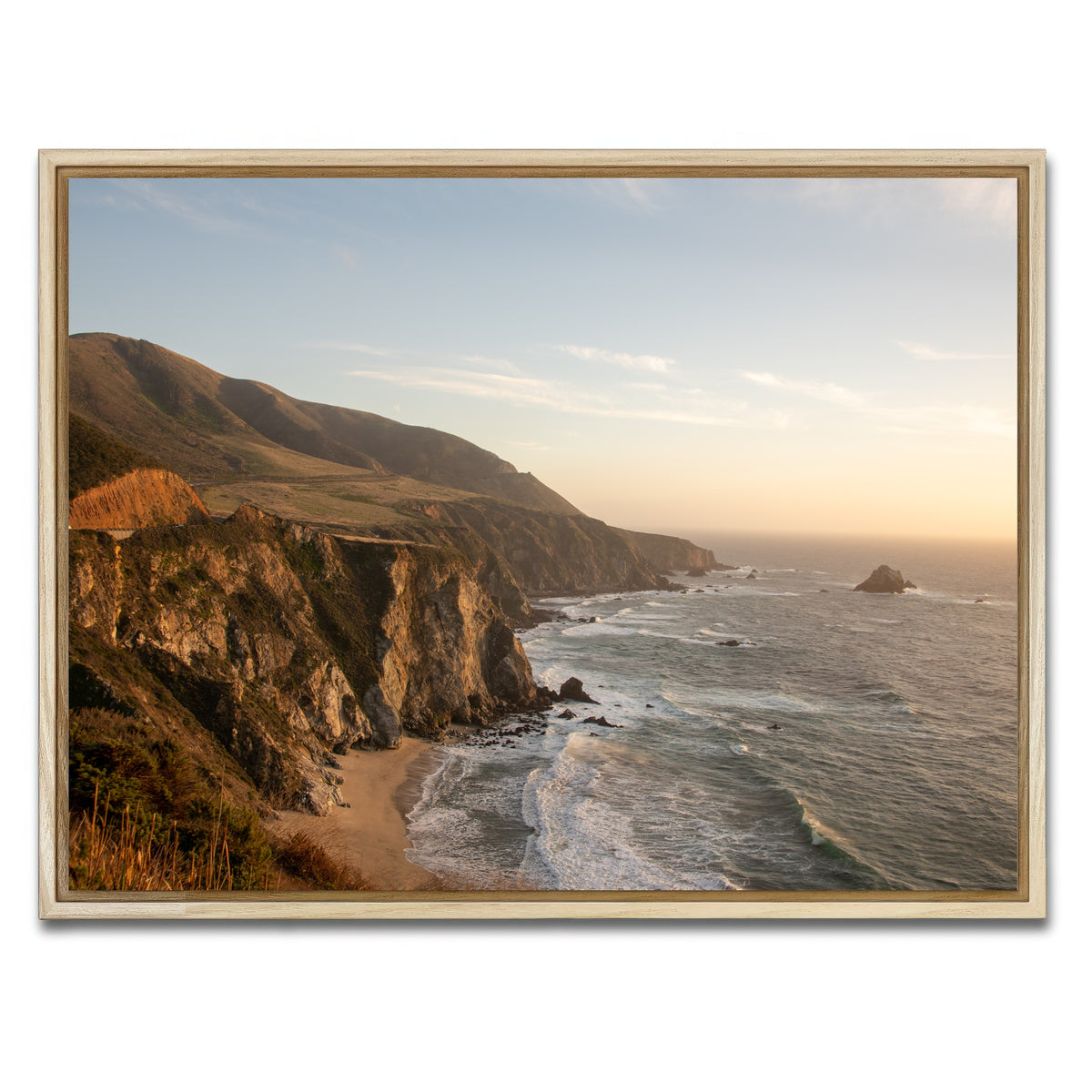 AUTO-MOCKUP WHITE | Big Sur Coastline Sunset | 1 Piece | Natural Framed Canvas | group=4x3