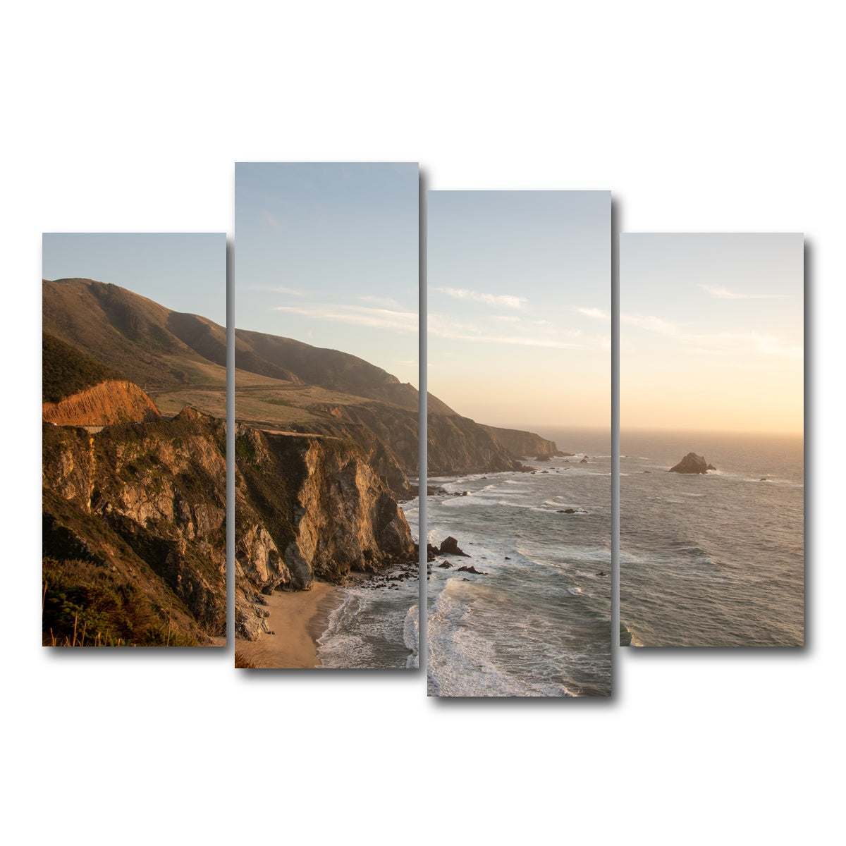 AUTO-MOCKUP WHITE | Big Sur Coastline Sunset | 4 Piece | Gallery Wrap Canvas | group=4_normal