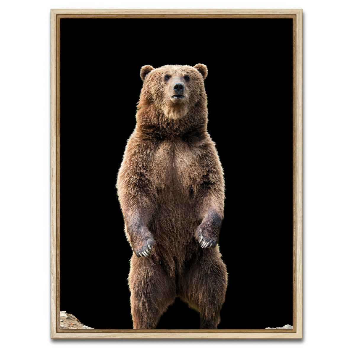 AUTO-MOCKUP WHITE | Big brown bear standing | 1 Piece | Natural Framed Canvas | group=3x4