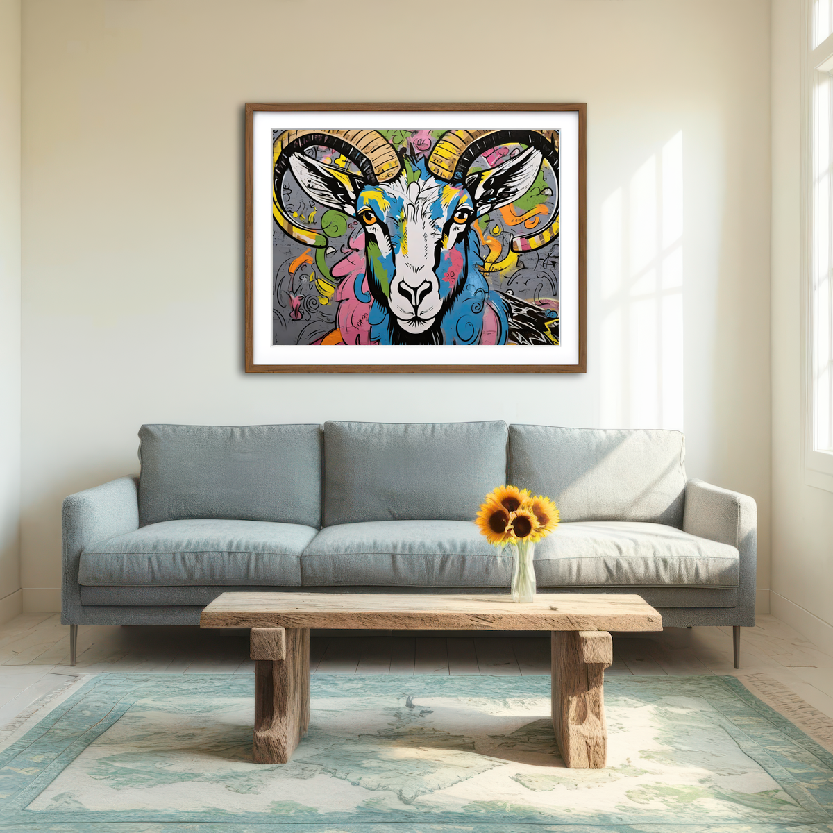 AUTO-MOCKUP ROOM | Bighorn Sheep Graffiti Wall Art