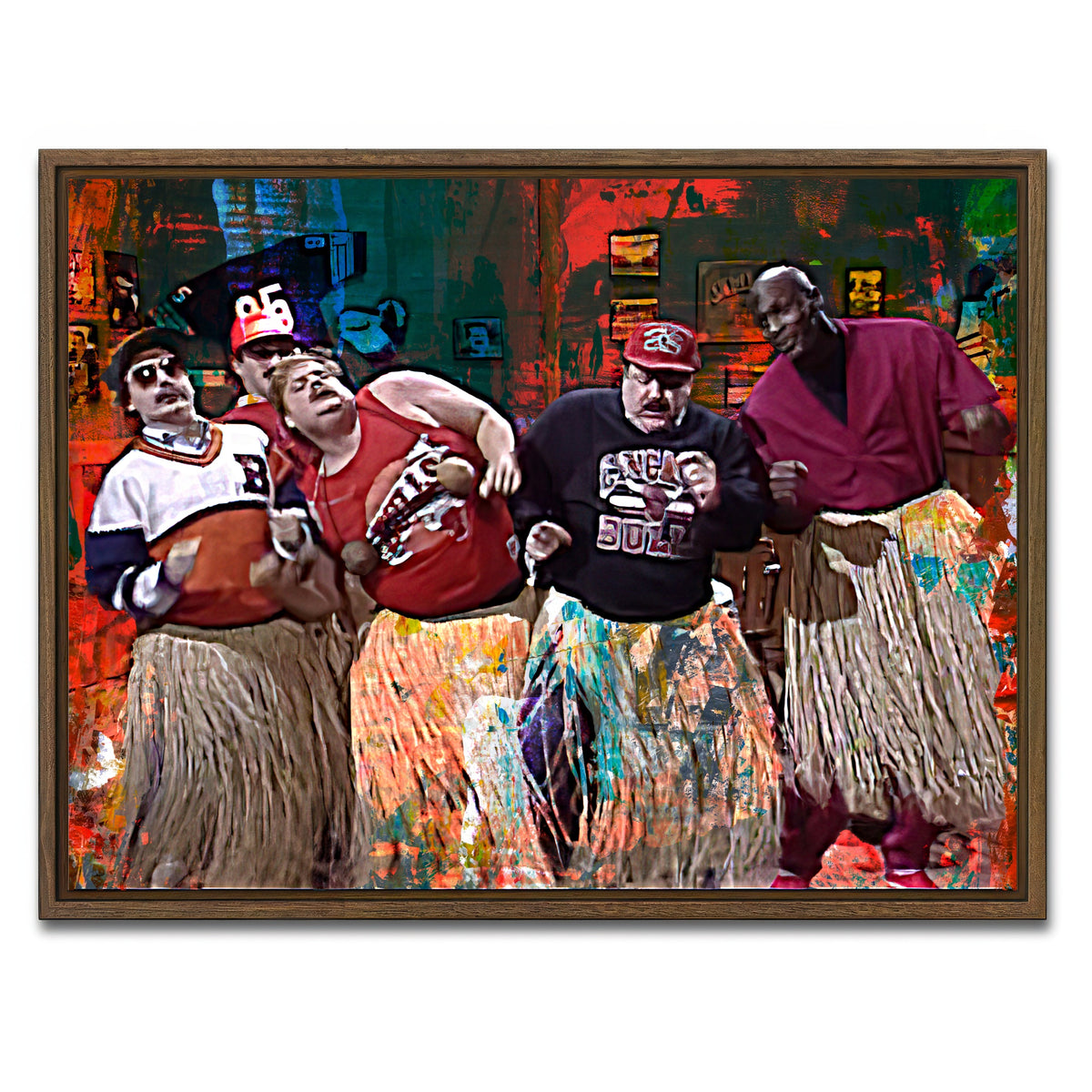 AUTO-MOCKUP WHITE | Bill Swerski's Super Fans & Jordan | 1 Piece | Walnut Framed Canvas | group=4x3