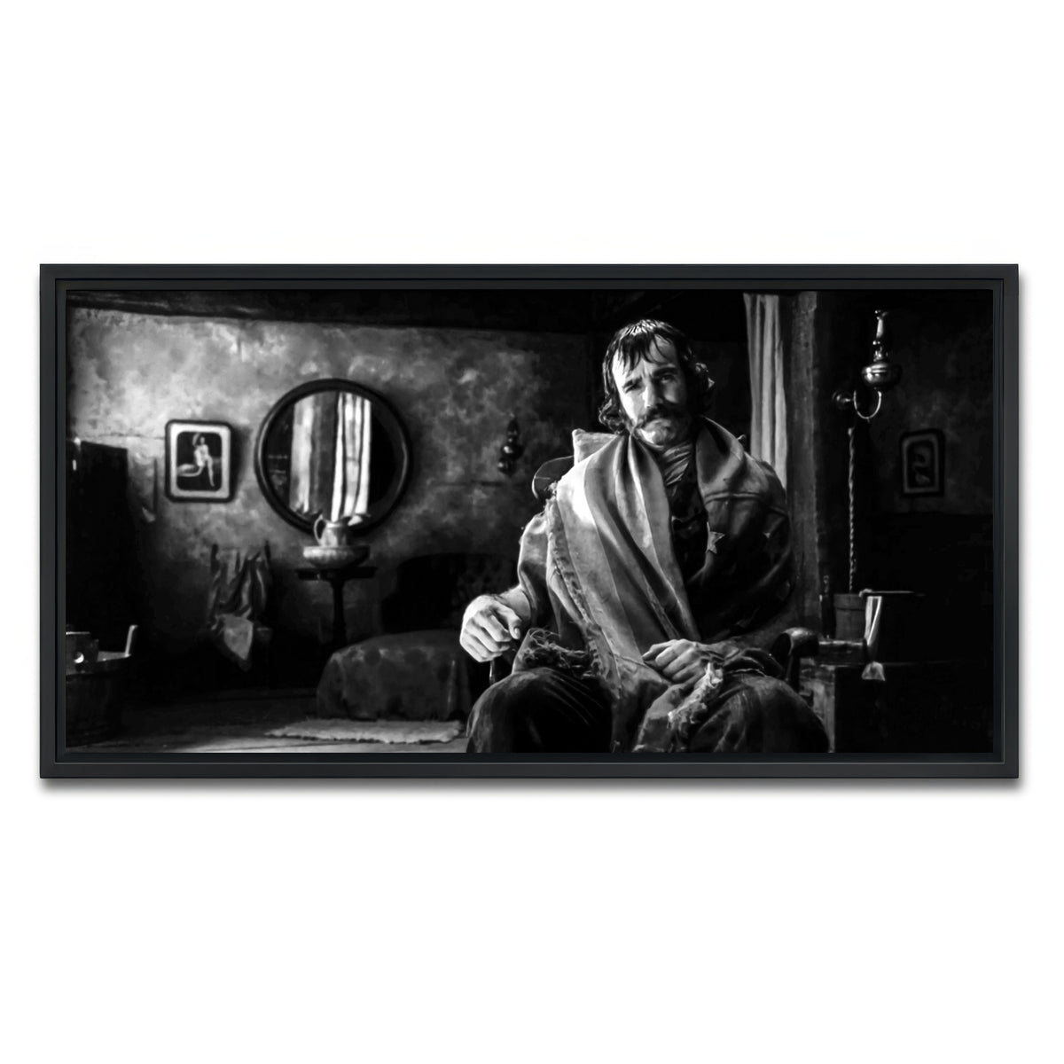 AUTO-MOCKUP WHITE | Bill the Butcher Grayscale | 1 Piece | Black Framed Canvas | group=2x1