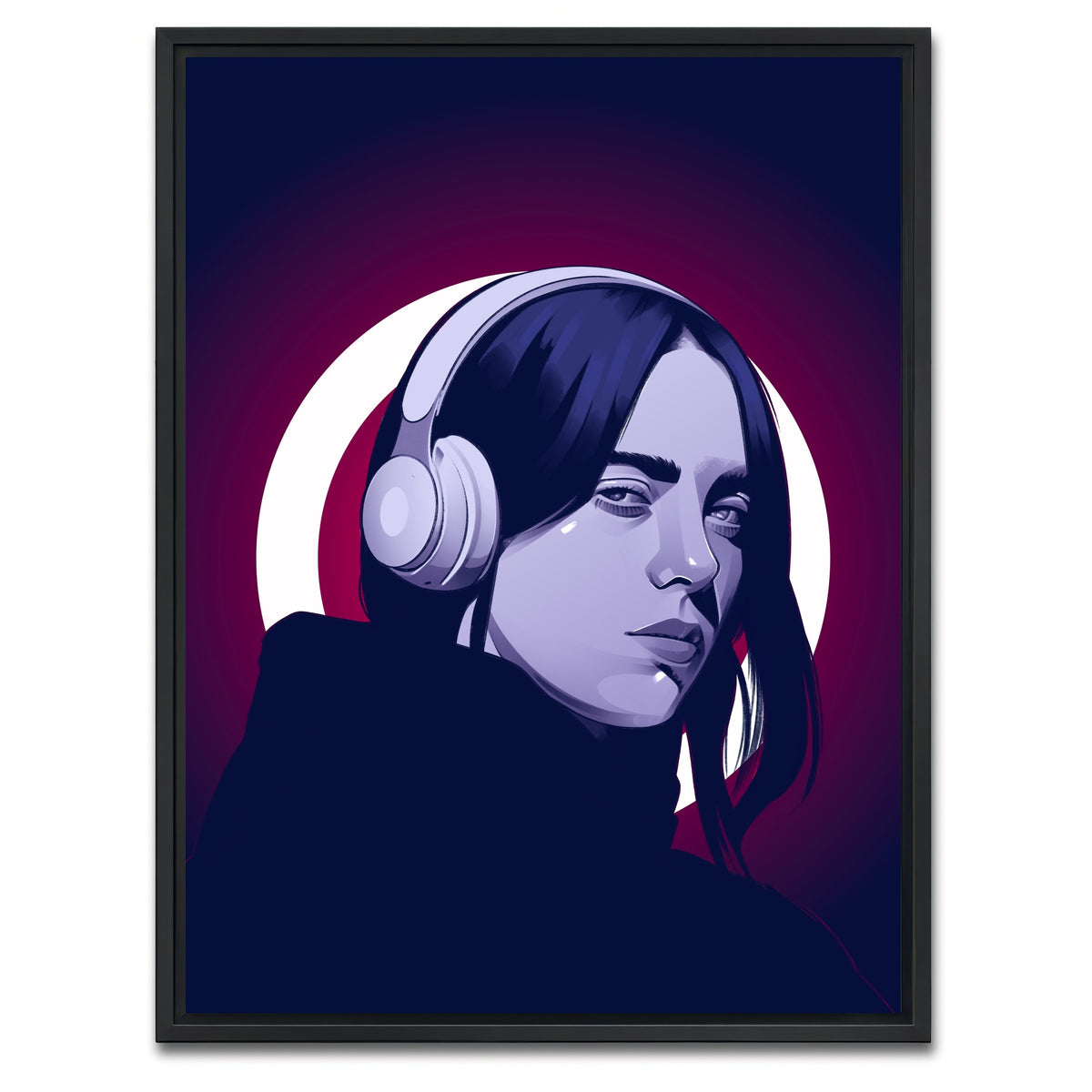 AUTO-MOCKUP WHITE | Billie Eilish Headphones | 1 Piece | Black Framed Canvas | group=3x4