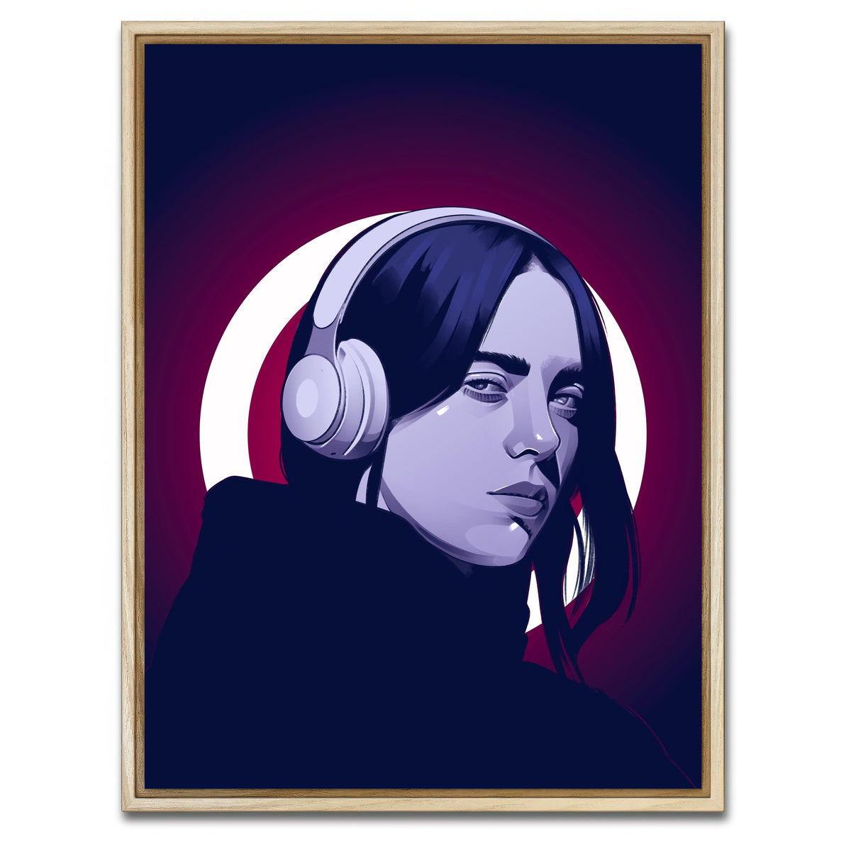 AUTO-MOCKUP WHITE | Billie Eilish Headphones | 1 Piece | Natural Framed Canvas | group=3x4