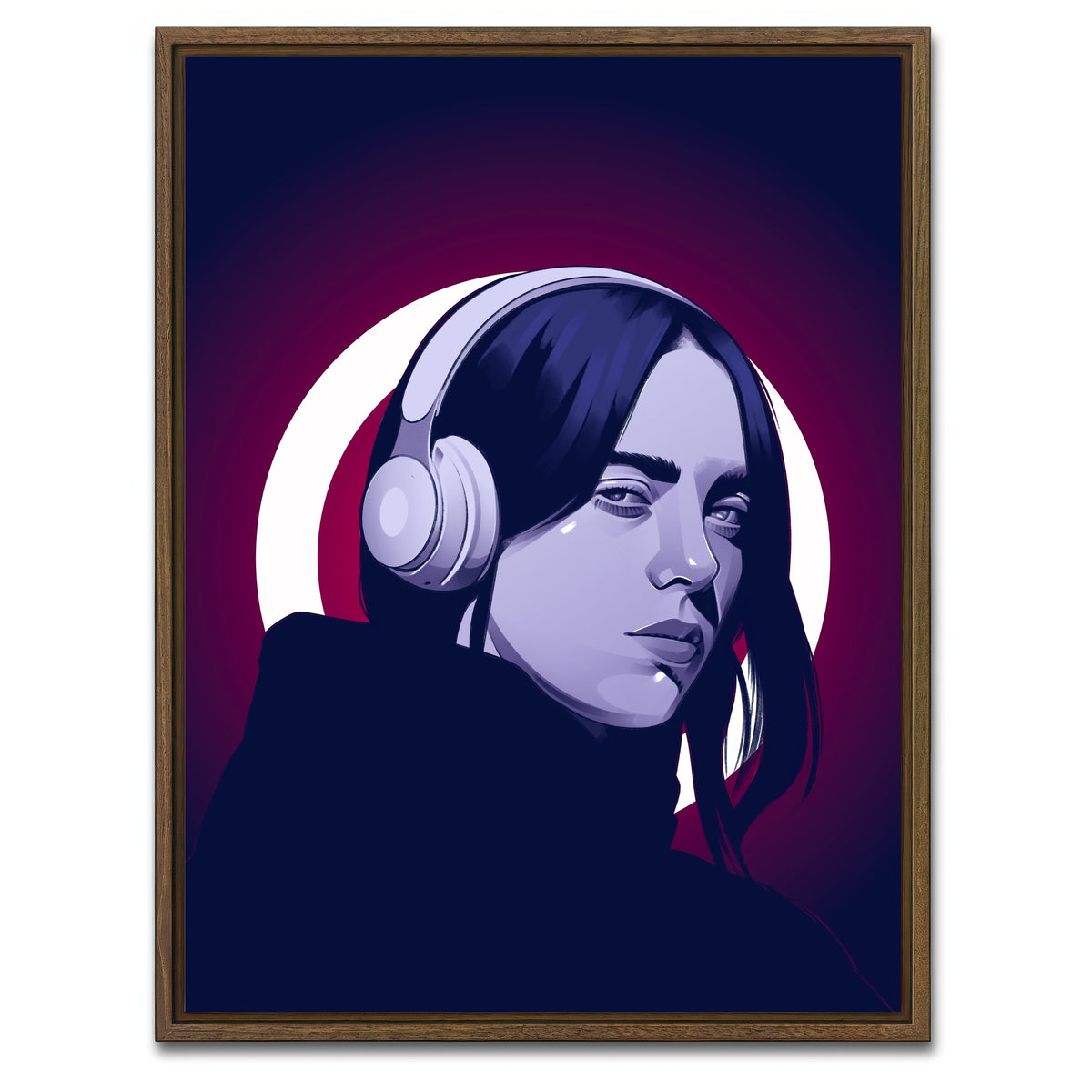 AUTO-MOCKUP WHITE | Billie Eilish Headphones | 1 Piece | Walnut Framed Canvas | group=3x4
