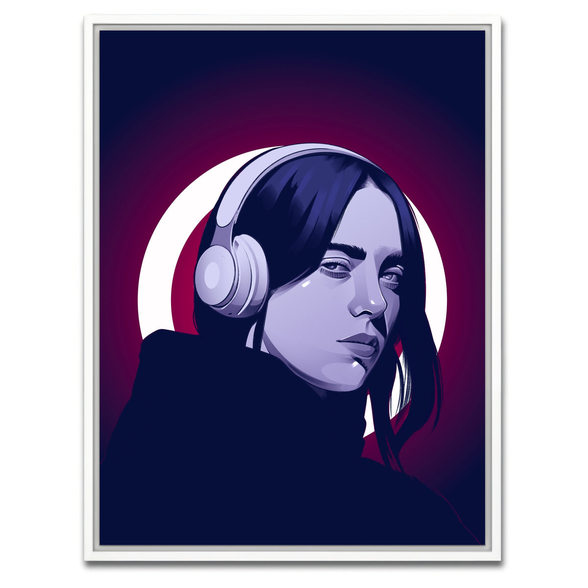 AUTO-MOCKUP WHITE | Billie Eilish Headphones | 1 Piece | White Framed Canvas | group=3x4