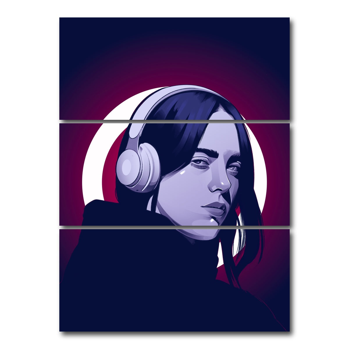 AUTO-MOCKUP WHITE | Billie Eilish Headphones | 3 Piece | Gallery Wrap Canvas | group=8x18_stacked