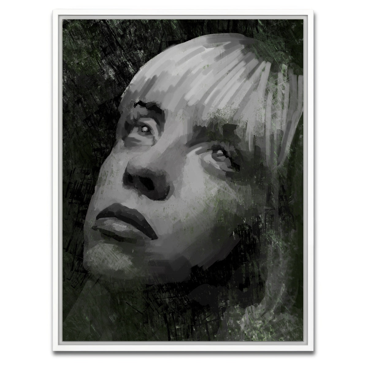 AUTO-MOCKUP WHITE | Billie Eillish Shadows | 1 Piece | White Framed Canvas | group=3x4