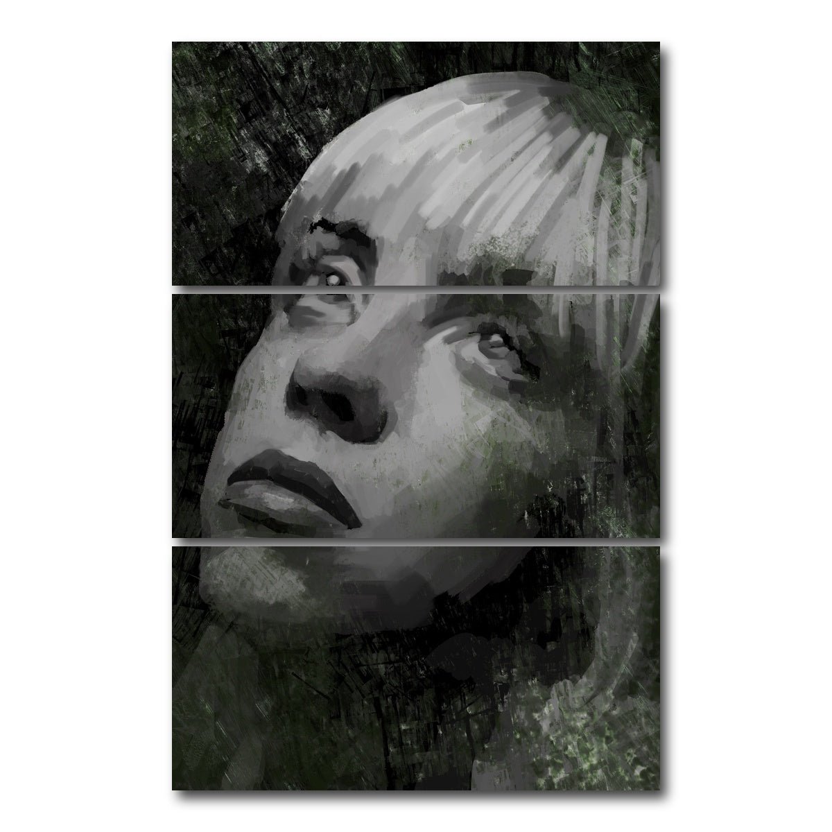 AUTO-MOCKUP WHITE | Billie Eillish Shadows | 3 Piece | Gallery Wrap Canvas | group=12x24_stacked