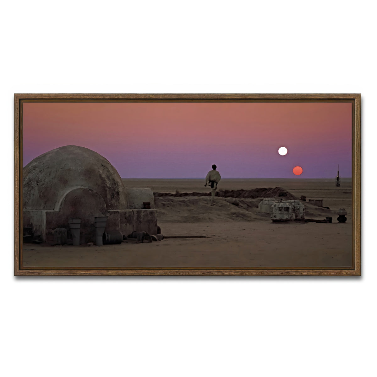 AUTO-MOCKUP WHITE | Binary Sunset | 1 Piece | Walnut Frame | group=2x1