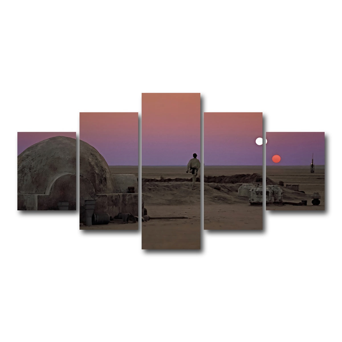 AUTO-MOCKUP WHITE | Binary Sunset | 5 Piece | Gallery Wrapped | group=5_short