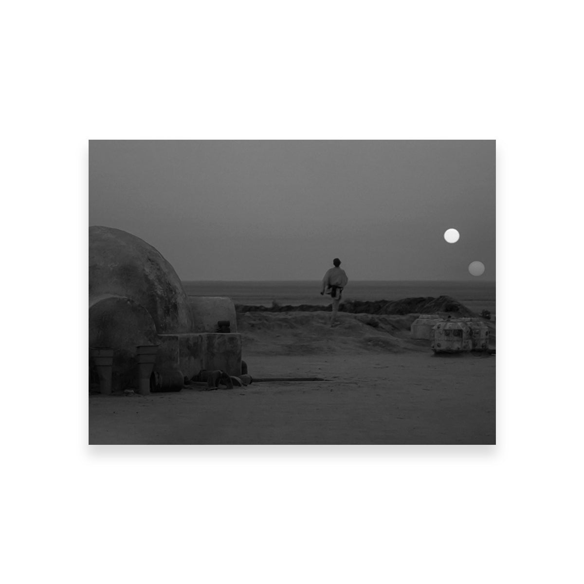 Binary Star Wars Sunset Grayscale