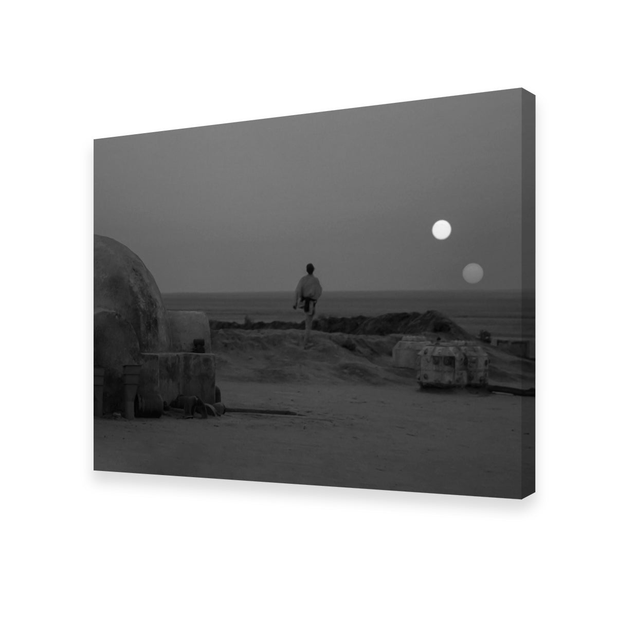 Binary Star Wars Sunset Grayscale Wall Art