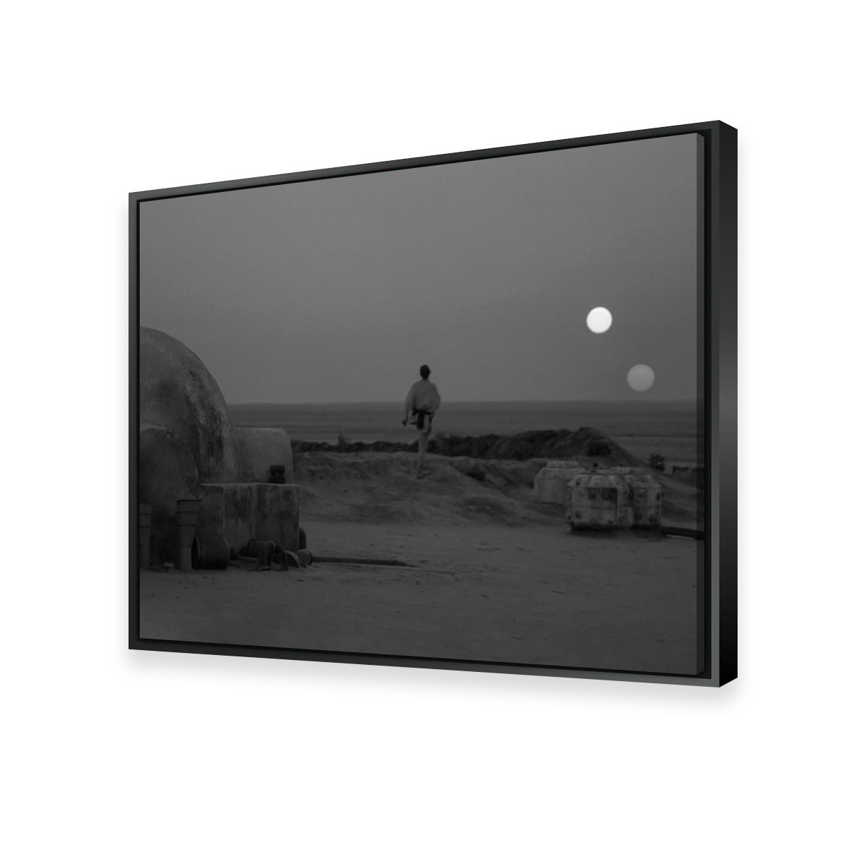 Binary Star Wars Sunset Grayscale Wall Art