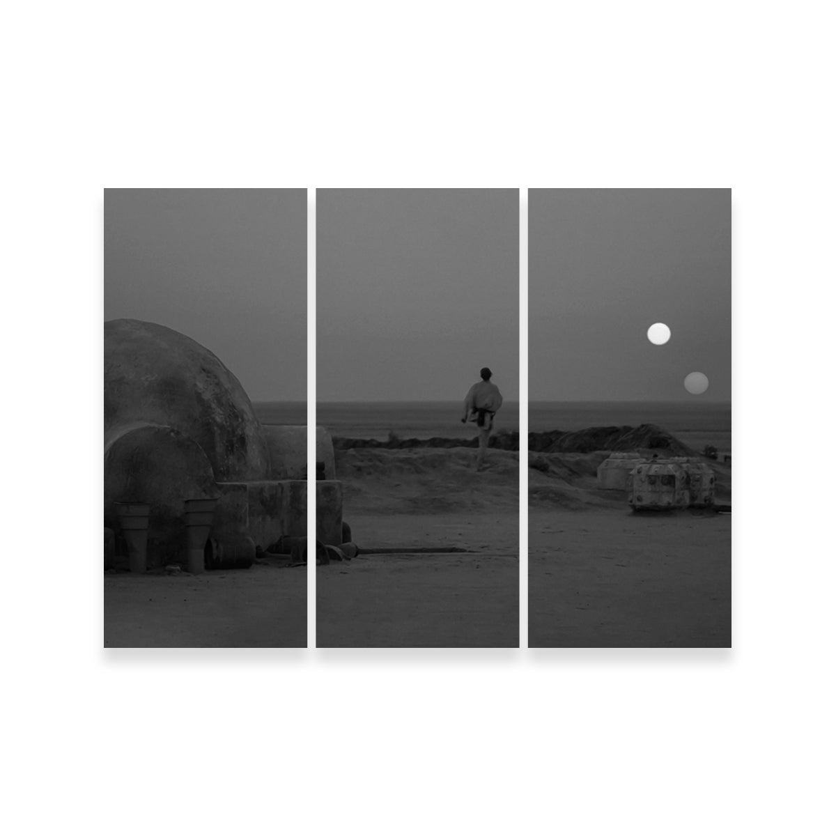 Binary Star Wars Sunset Grayscale Wall Art