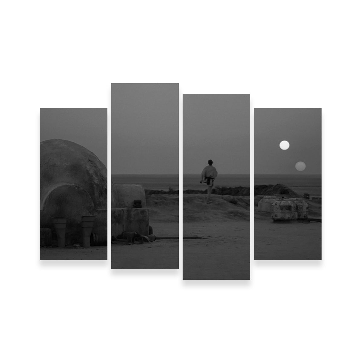 Binary Star Wars Sunset Grayscale Wall Art