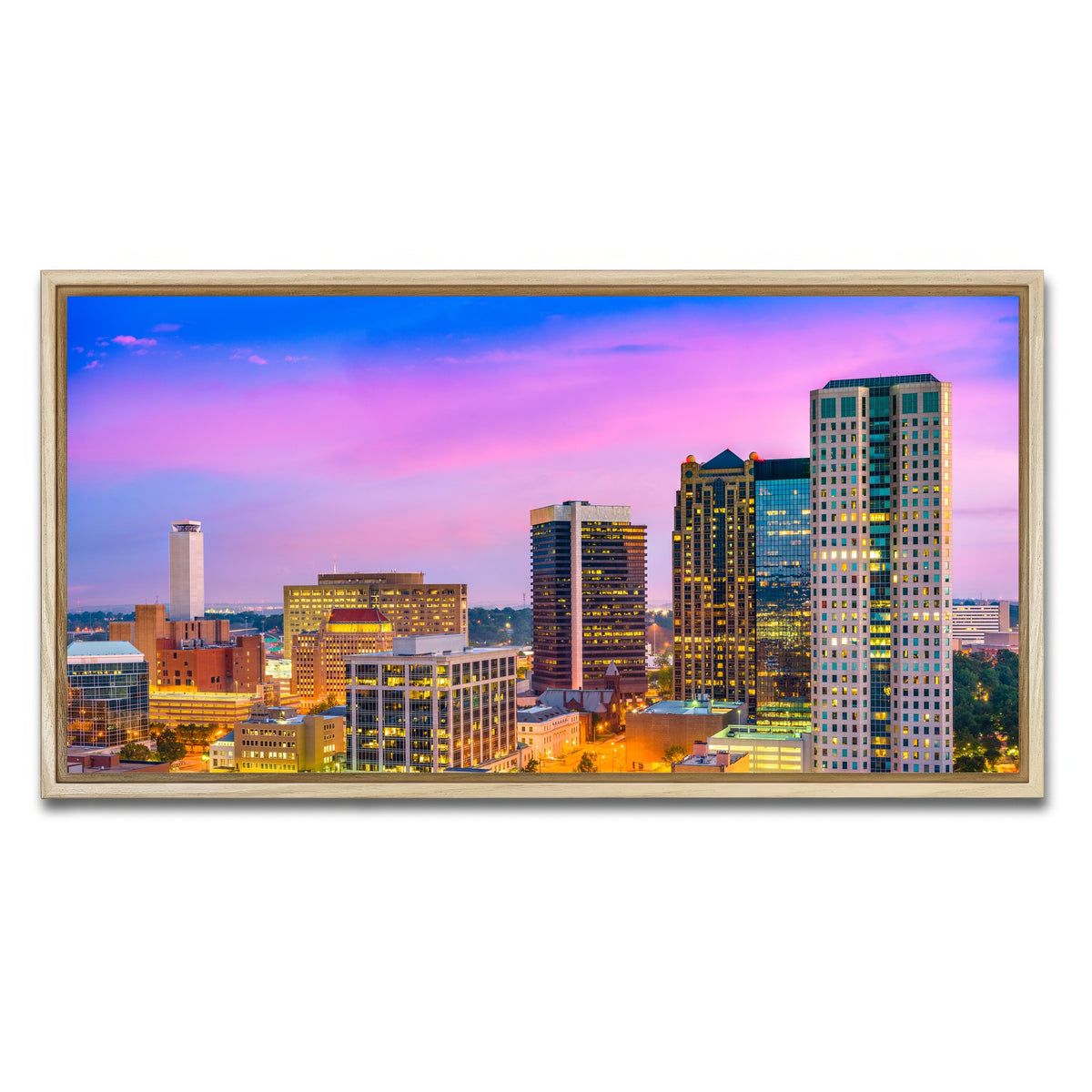AUTO-MOCKUP WHITE | Birmingham Skyline | 1 Piece | Natural Framed Canvas | group=2x1