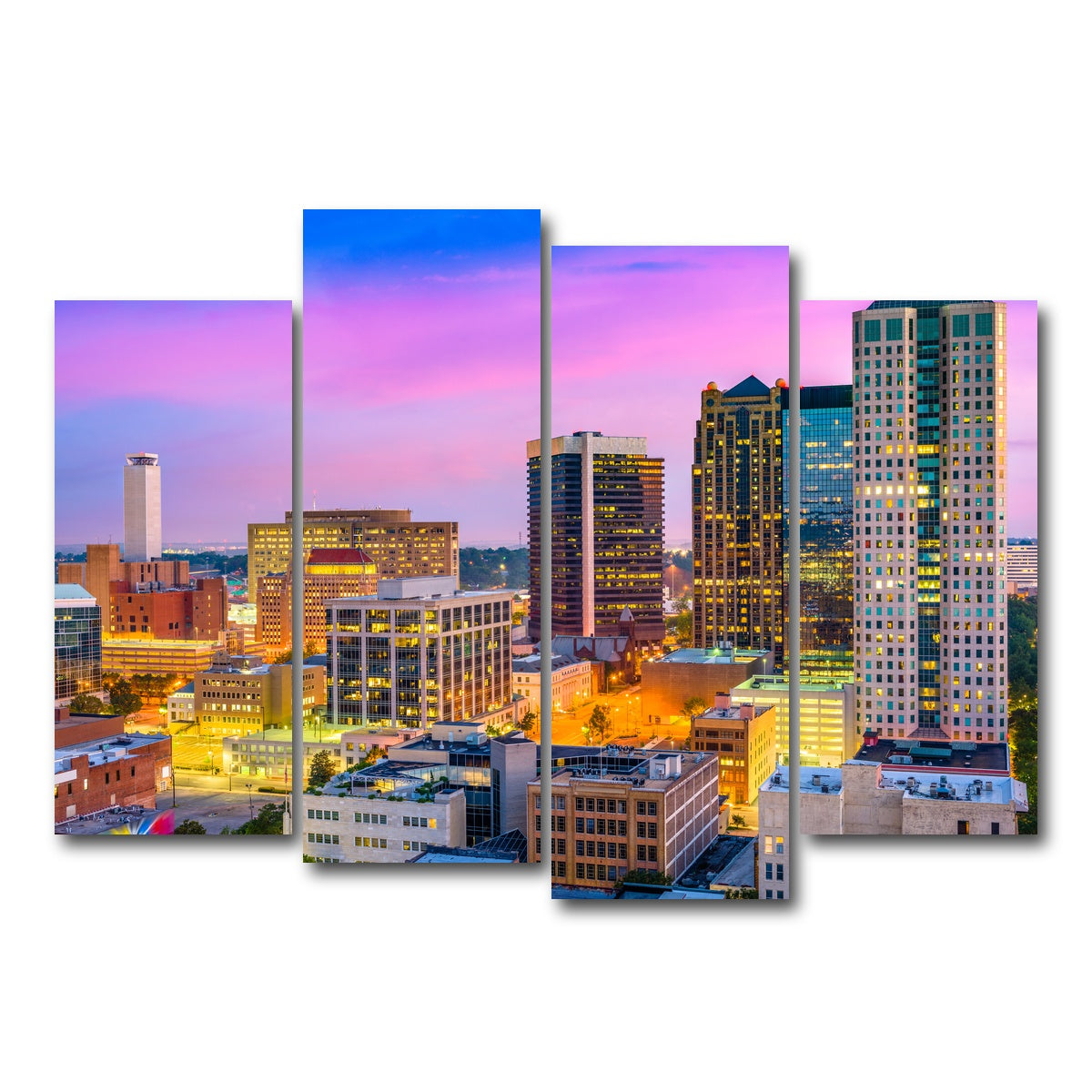 AUTO-MOCKUP WHITE | Birmingham Skyline | 4 Piece | Gallery Wrap Canvas | group=4_normal