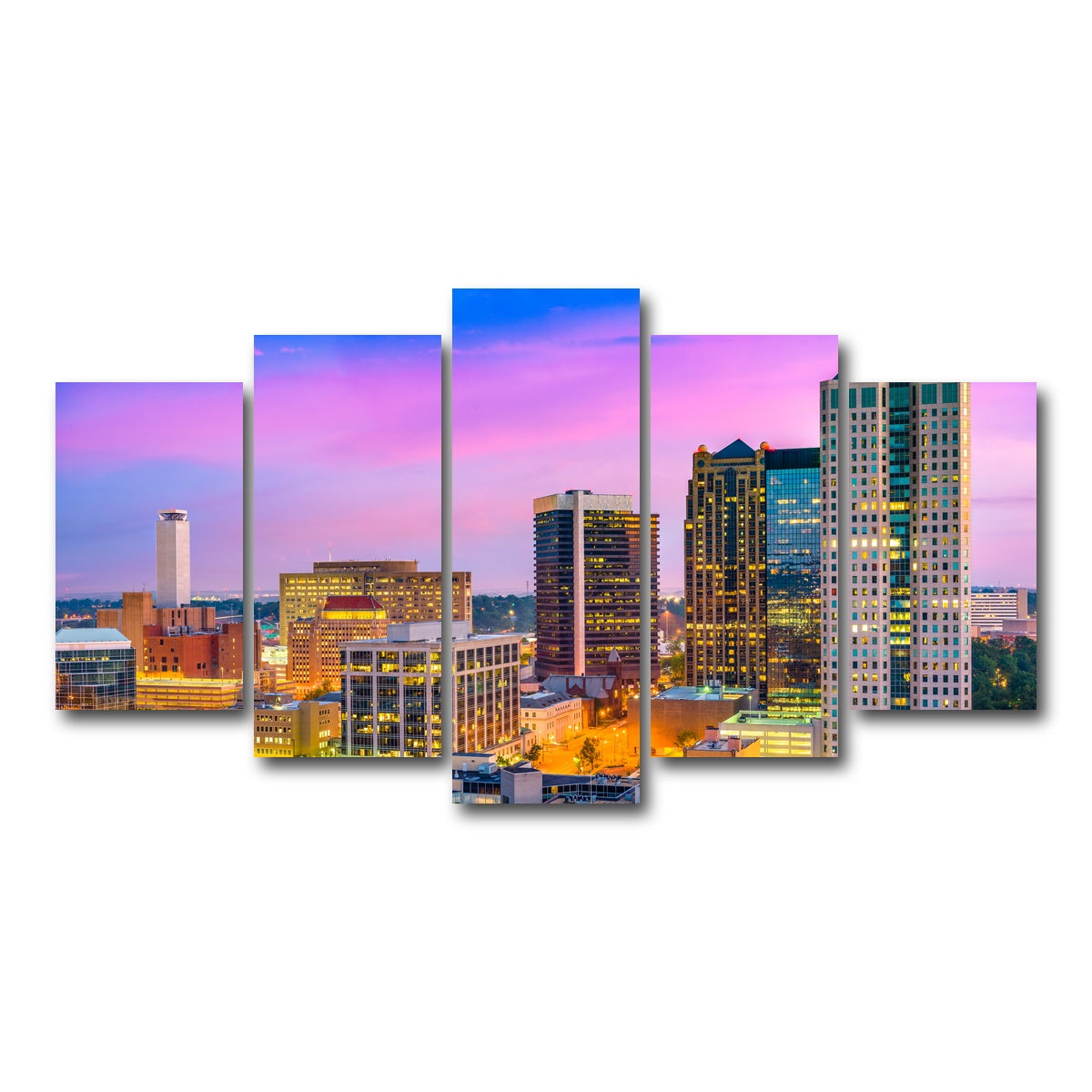 AUTO-MOCKUP WHITE | Birmingham Skyline | 5 Piece | Gallery Wrap Canvas | group=5_normal