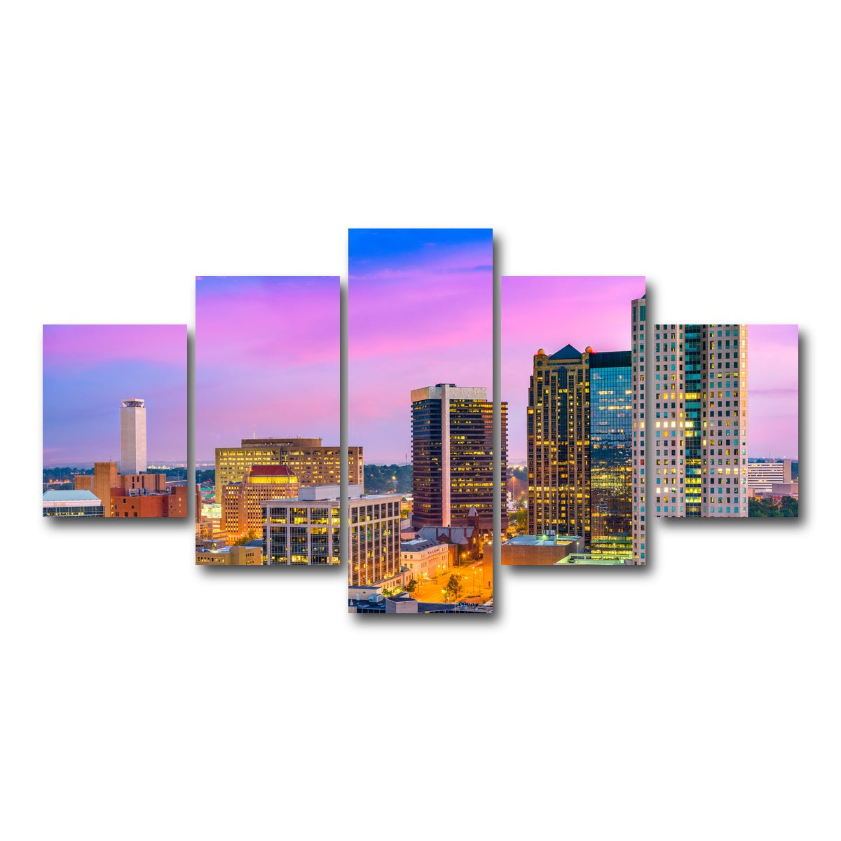 AUTO-MOCKUP WHITE | Birmingham Skyline | 5 Piece | Gallery Wrap Canvas | group=5_short