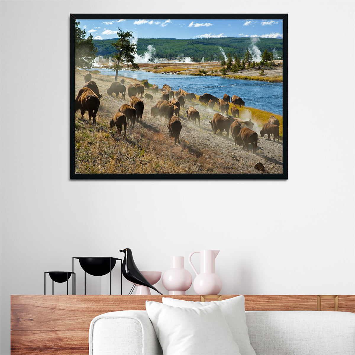 Bison Herd in Yellowstone Wall Art