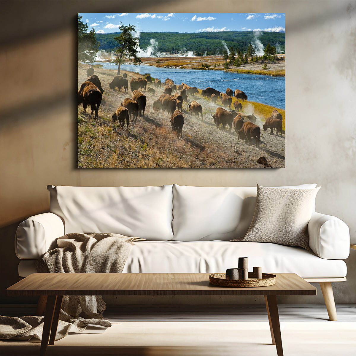 Bison Herd in Yellowstone Wall Art