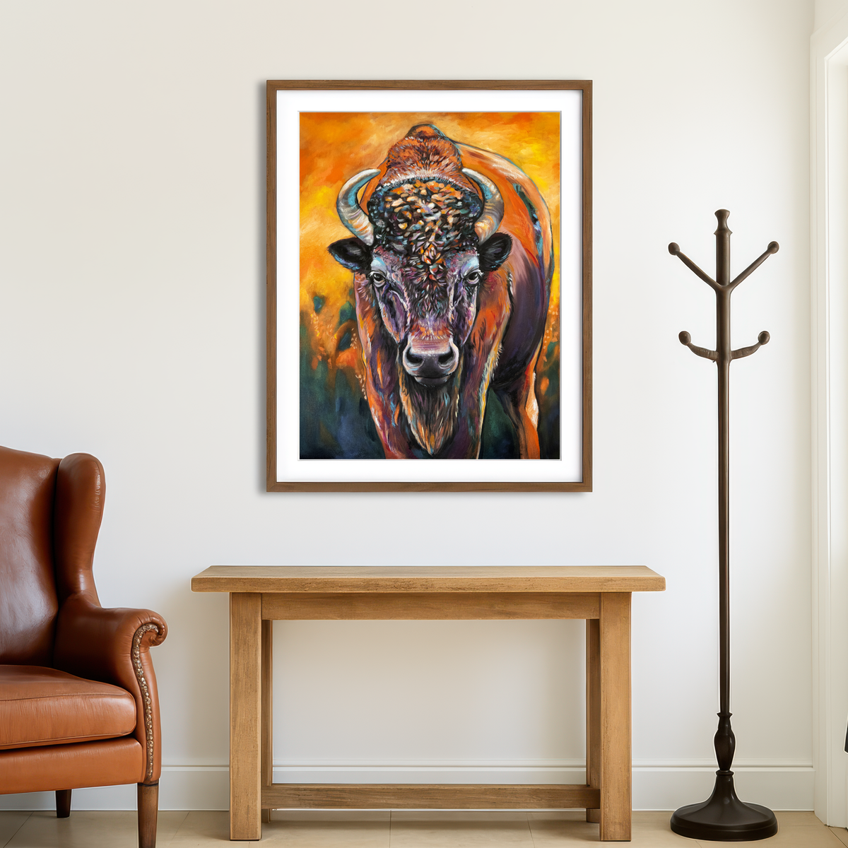 AUTO-MOCKUP ROOM | Bison Oil Painting Wall Art