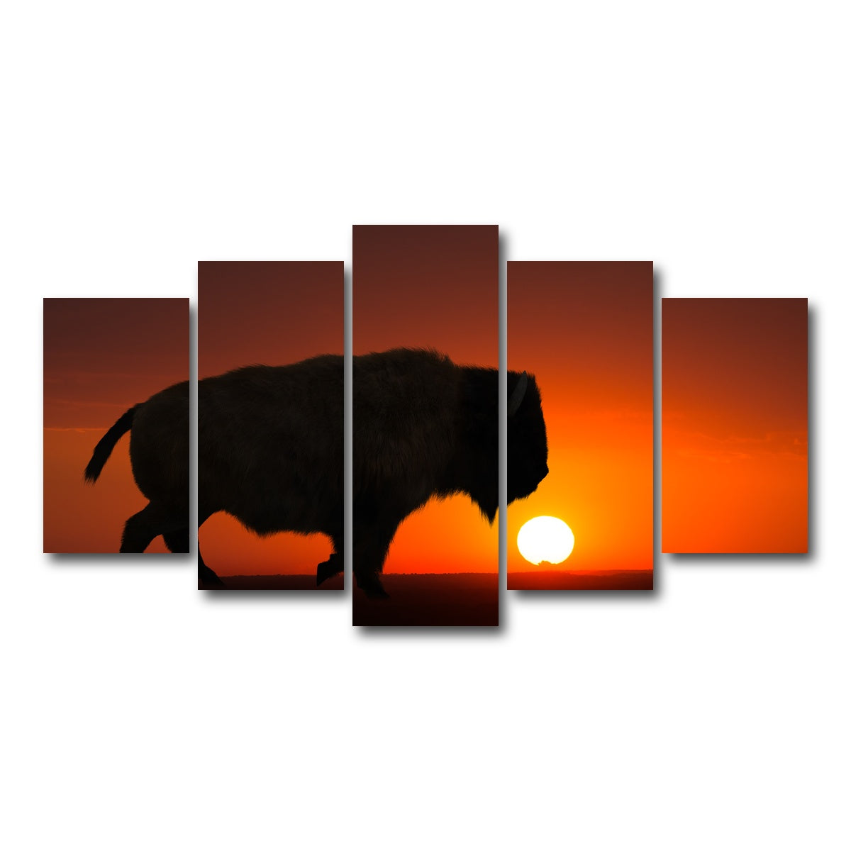 AUTO-MOCKUP WHITE | Bison at Sunset | 5 Piece | Gallery Wrap Canvas | group=5_normal