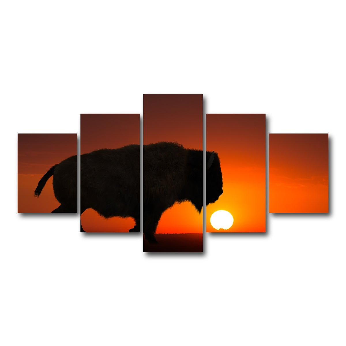 AUTO-MOCKUP WHITE | Bison at Sunset | 5 Piece | Gallery Wrap Canvas | group=5_short