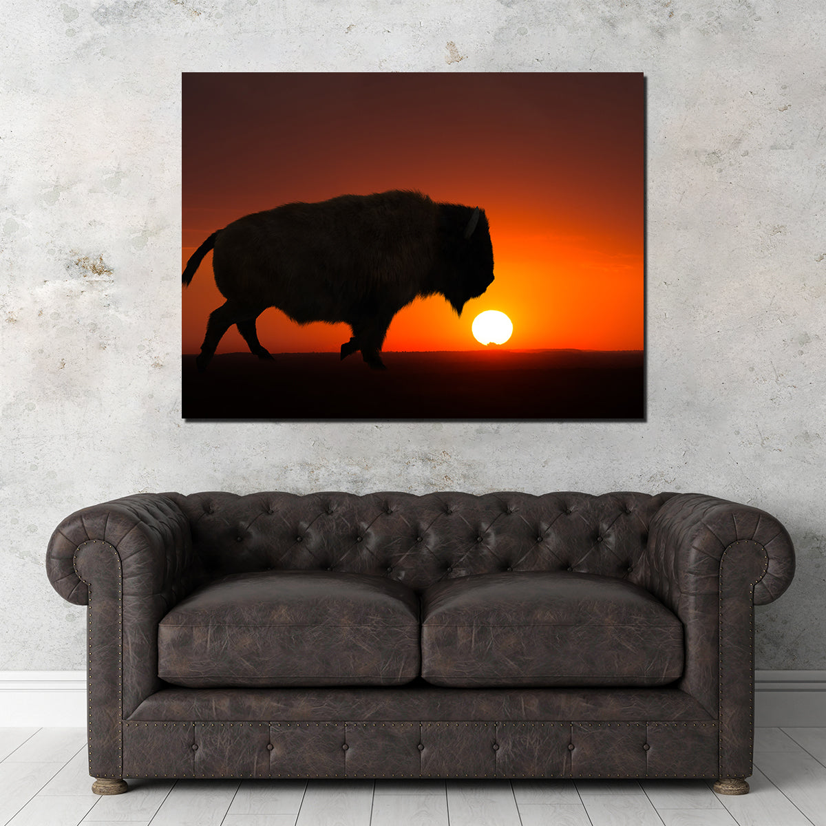 Bison at Sunset Wall Art