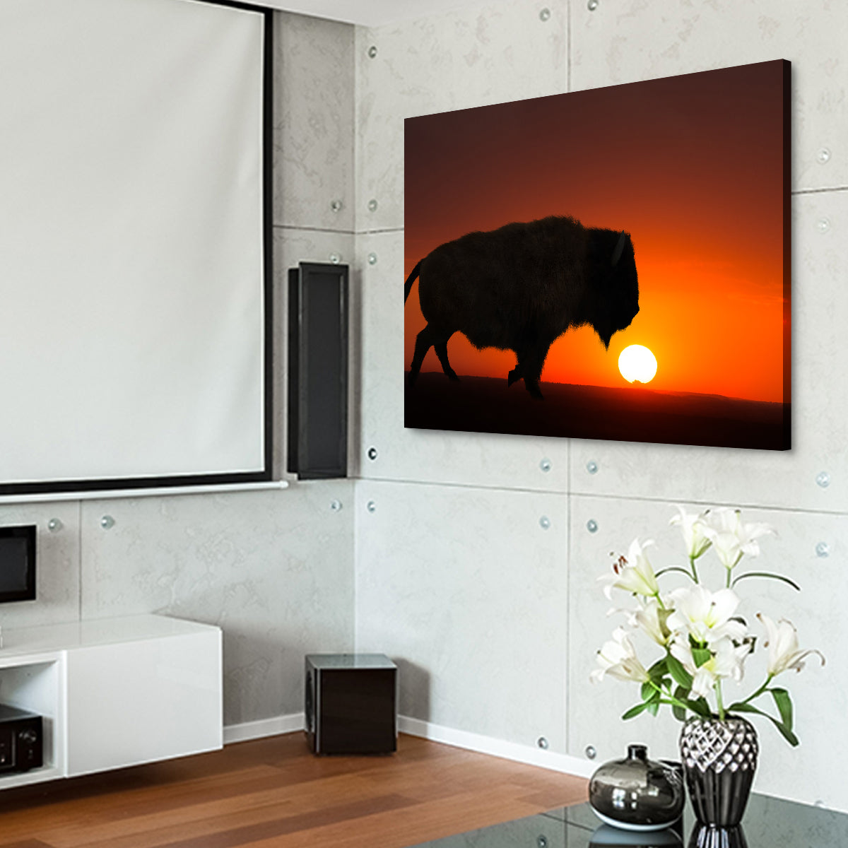 Bison at Sunset Wall Art