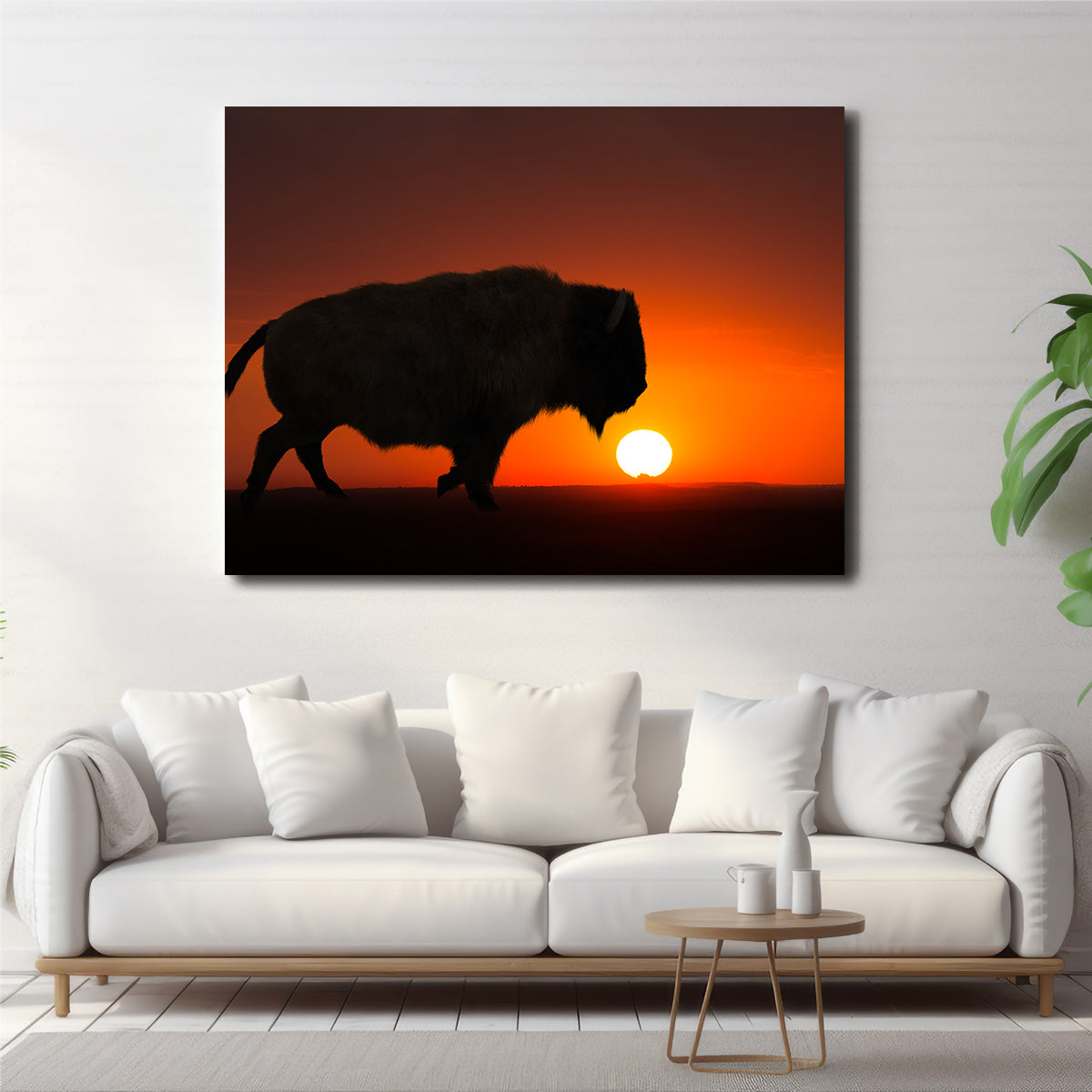 Bison at Sunset Wall Art