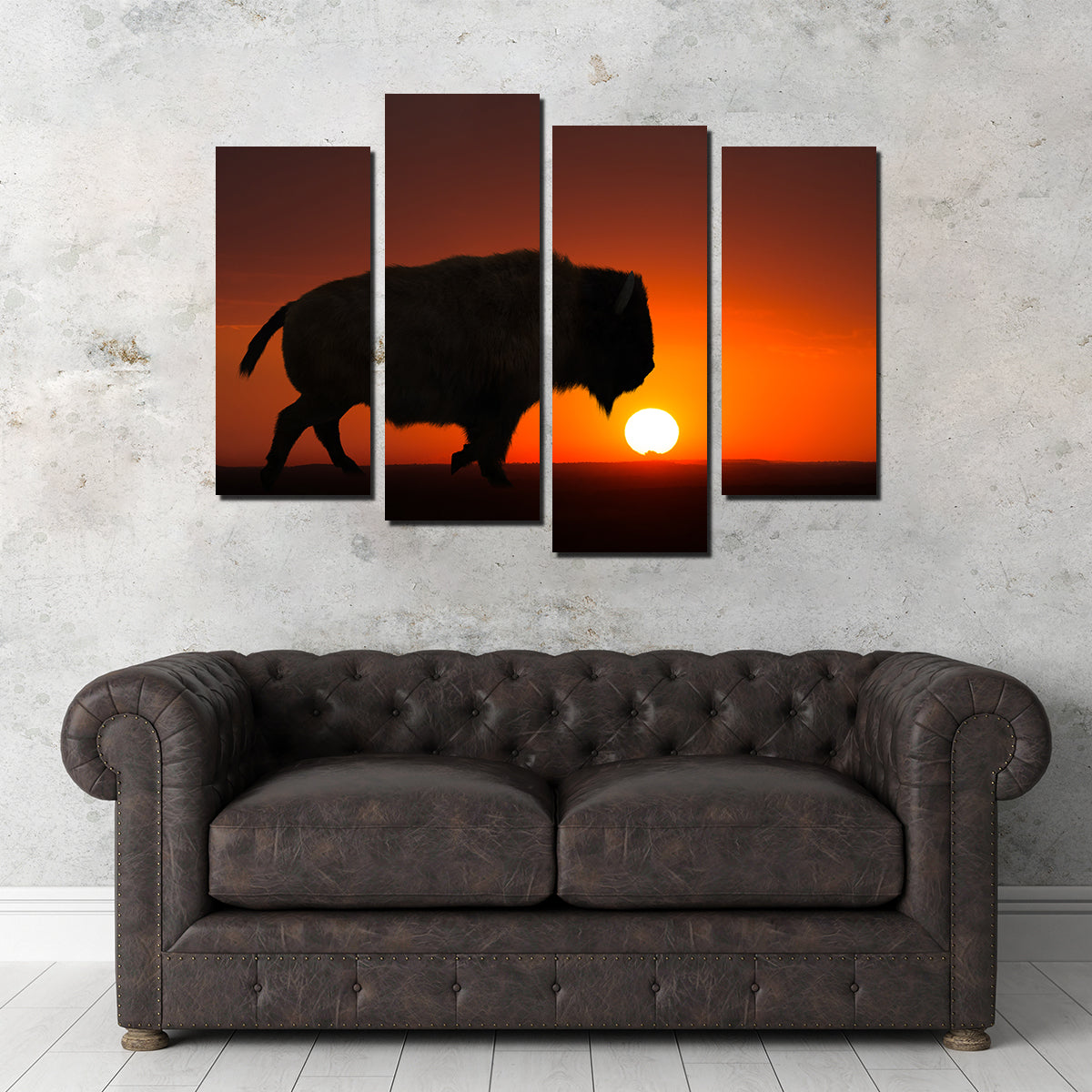 Bison at Sunset Wall Art