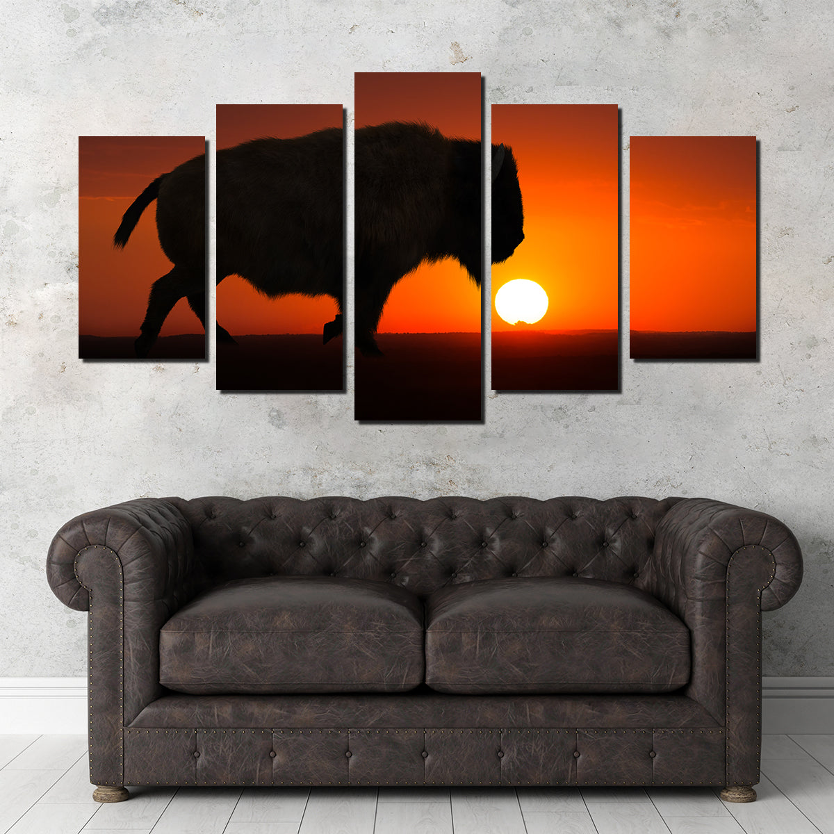 Bison at Sunset Wall Art