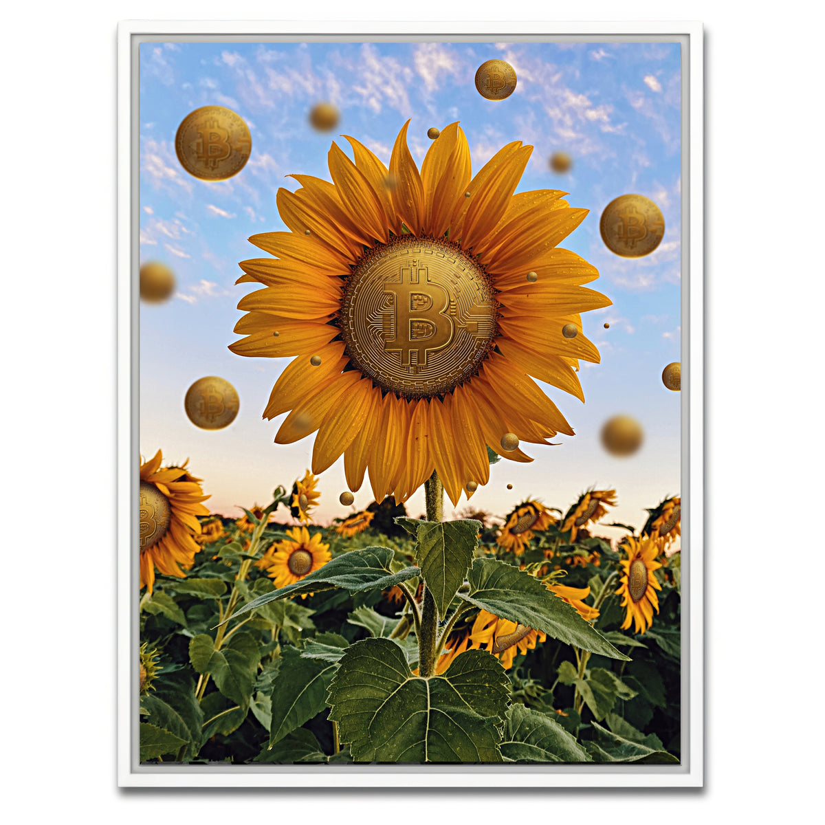 AUTO-MOCKUP WHITE | Bitcoin Flower | 1 Piece | White Framed Canvas | group=3x4