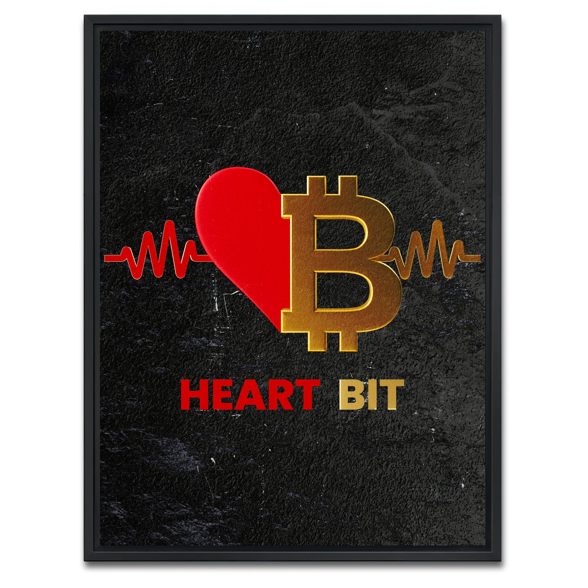 AUTO-MOCKUP WHITE | Bitcoin Heart | 1 Piece | Black Framed Canvas | group=3x4