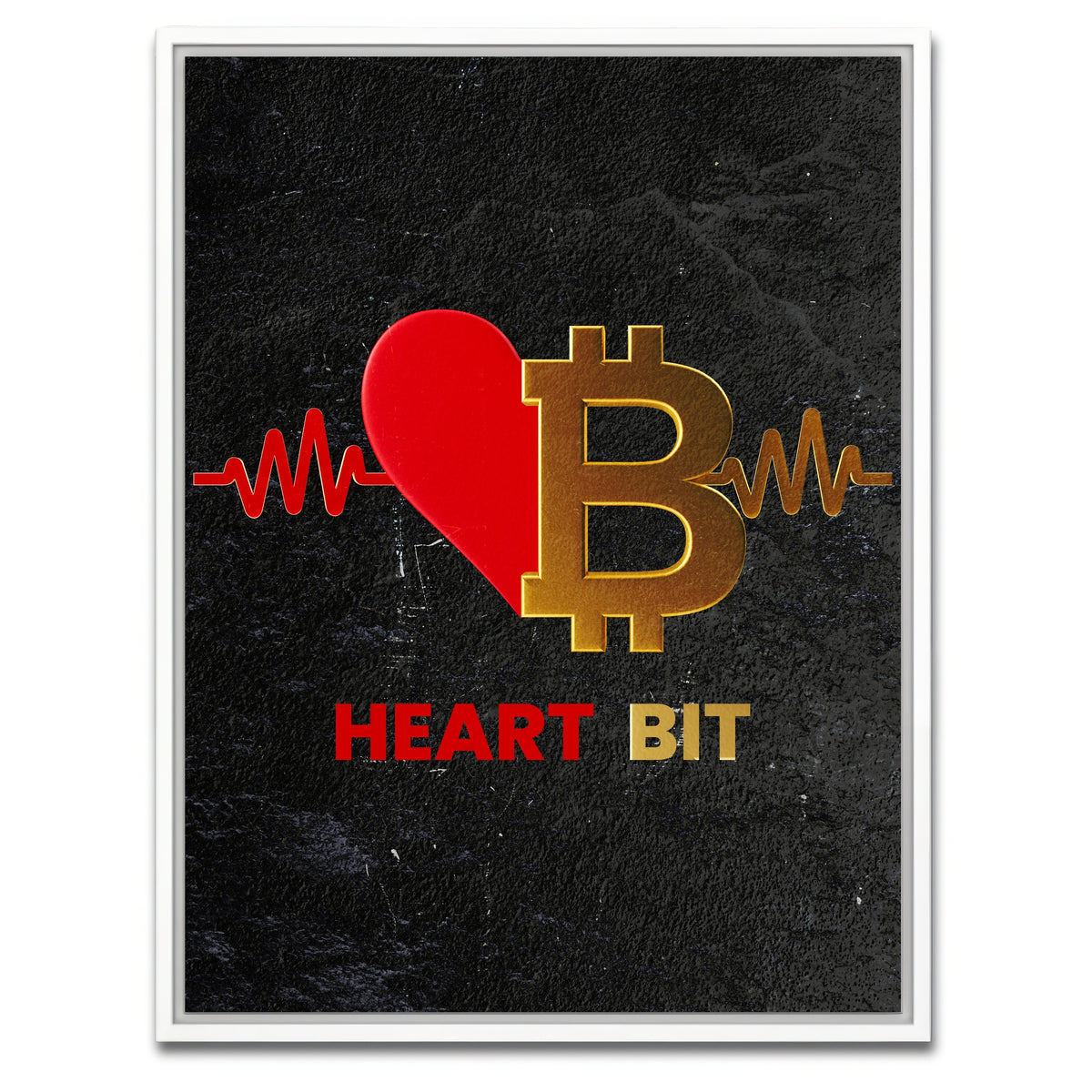 AUTO-MOCKUP WHITE | Bitcoin Heart | 1 Piece | White Framed Canvas | group=3x4